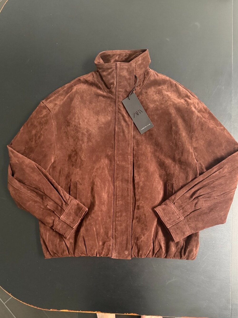 NWT Zara S Dark Brown Suede Leather Jacket - Picture 12 of 16
